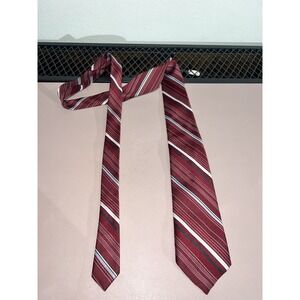 VTG Sears Mens Store Tie 100% Polyester‎ Brown/Yellow/Blue Stripe 56"x4" Retro